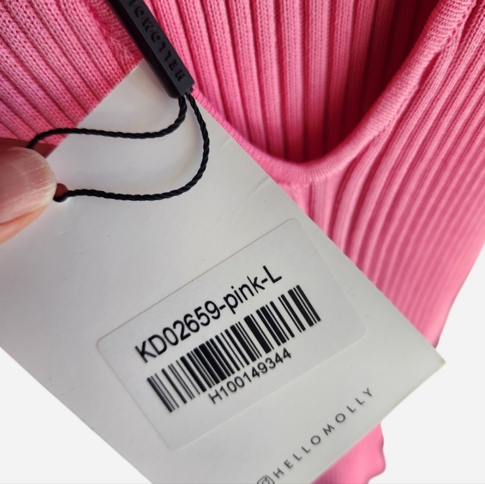 Hello Molly Hot Pink Ribbed Backless Midi Dress - Picture 8 of 8